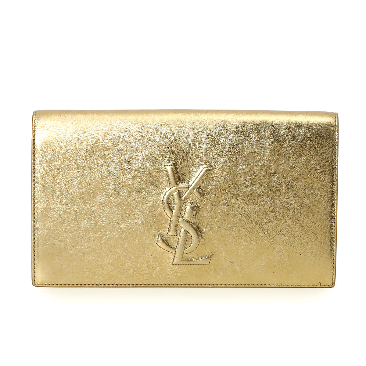 Metallic Gold Leather Bell De Jour Clutch Bag One Size