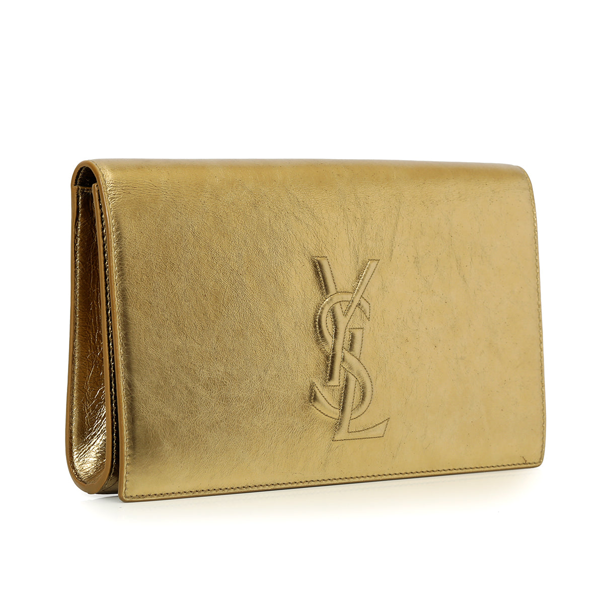 Metallic Gold Leather Bell De Jour Clutch Bag One Size