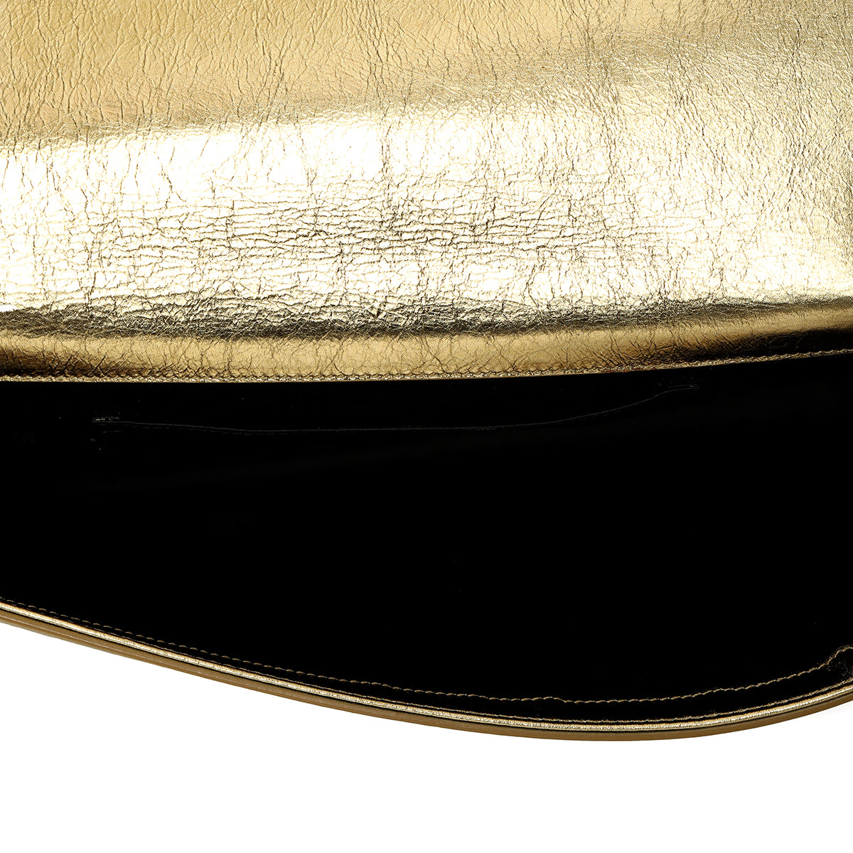 Metallic Gold Leather Bell De Jour Clutch Bag One Size