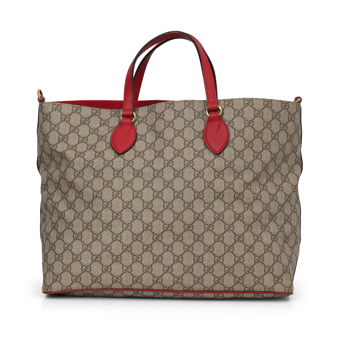 Beige GG Coated Canvas Supreme Embroidered Heart Snake Tote One Size
