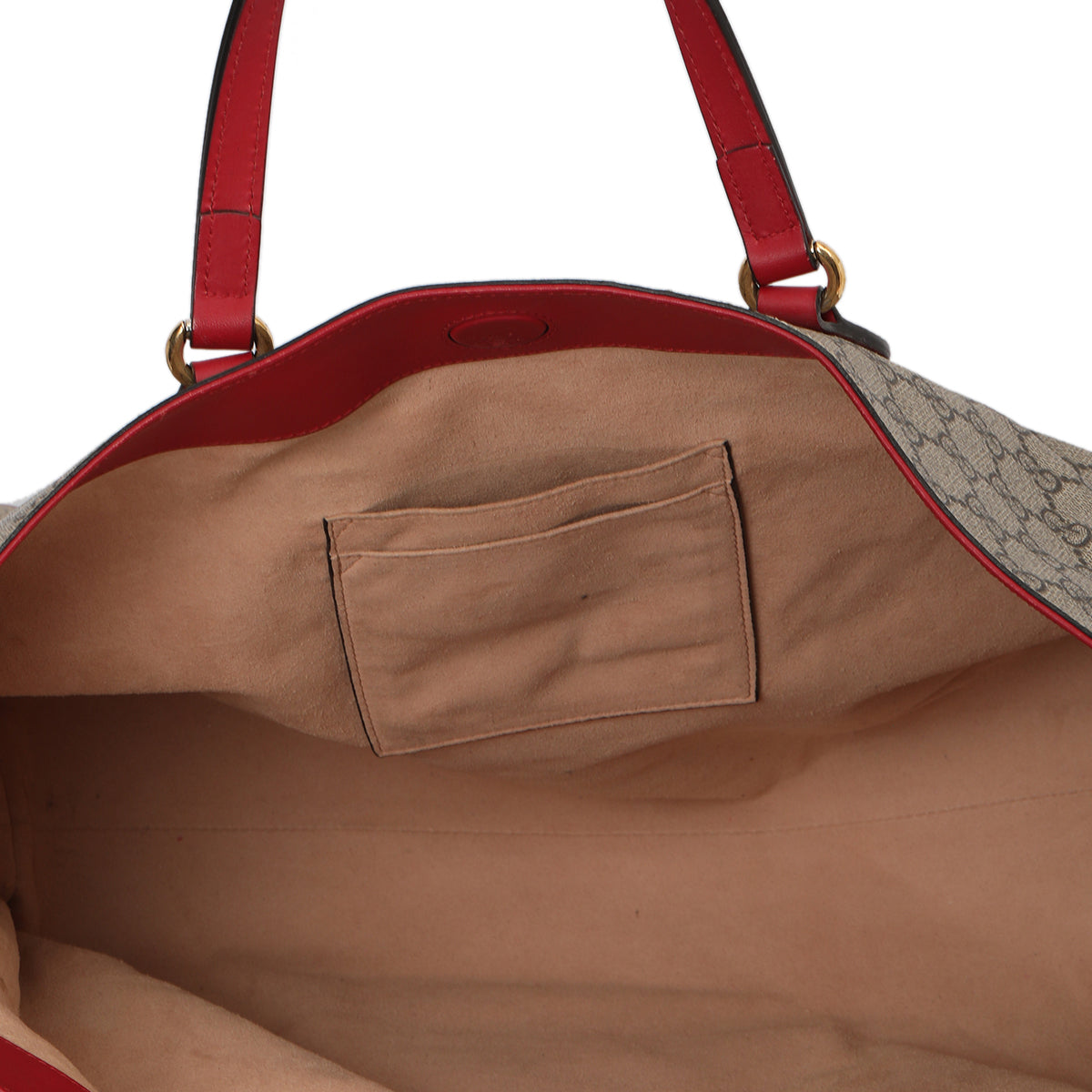 Beige GG Coated Canvas Supreme Embroidered Heart Snake Tote One Size