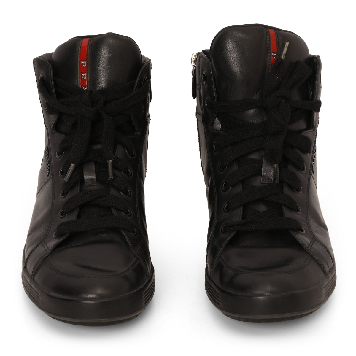 High-Top Black Leather Shoes - 8.5