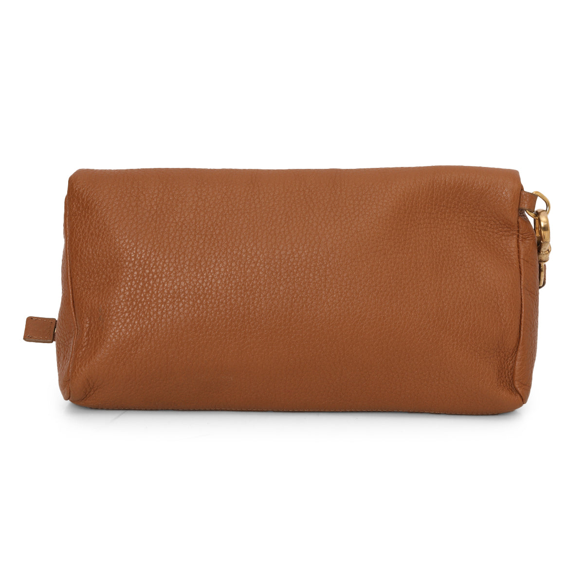 Brown Leather Foldover Wristlet Clutch One size