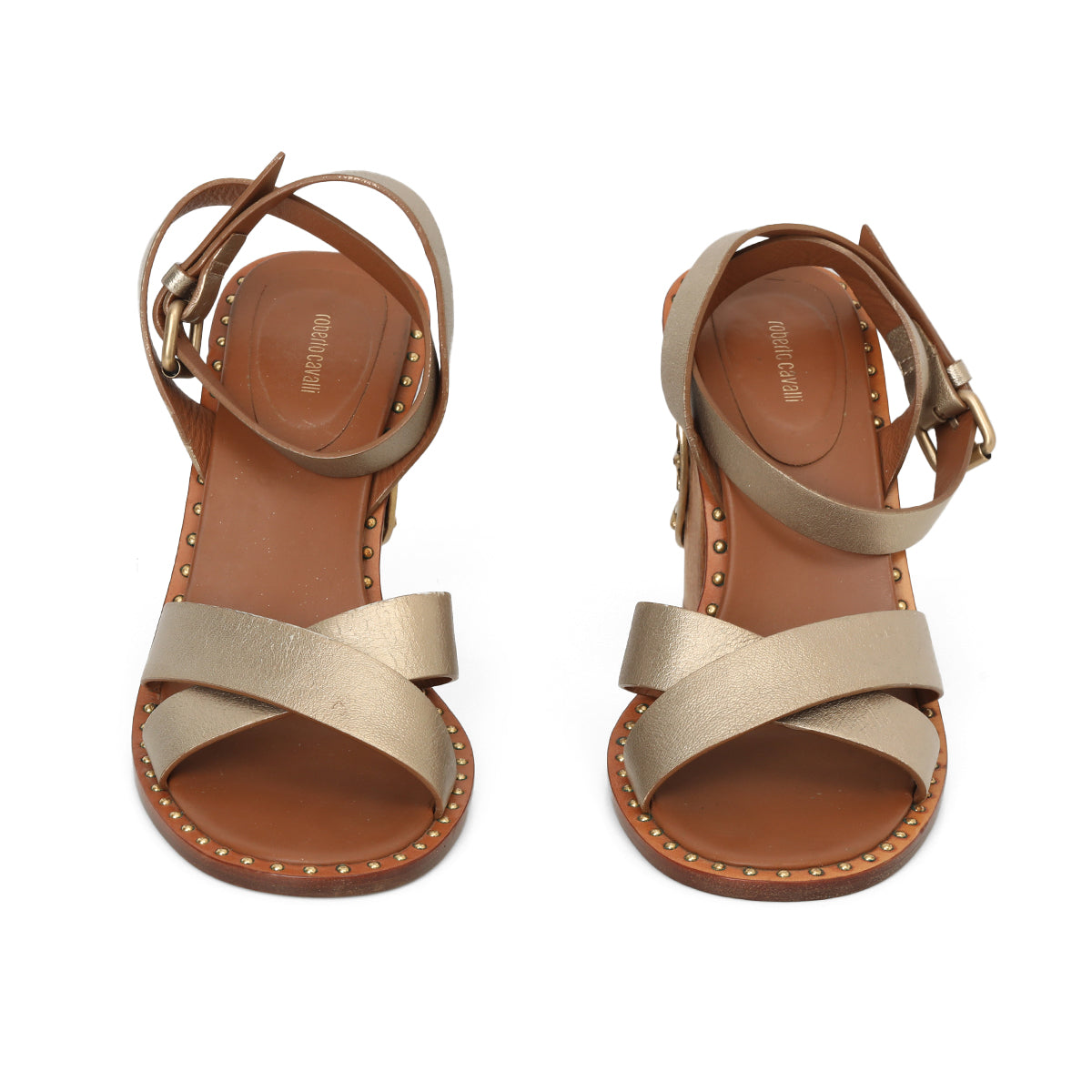 Gold Studded Block heeled sandals