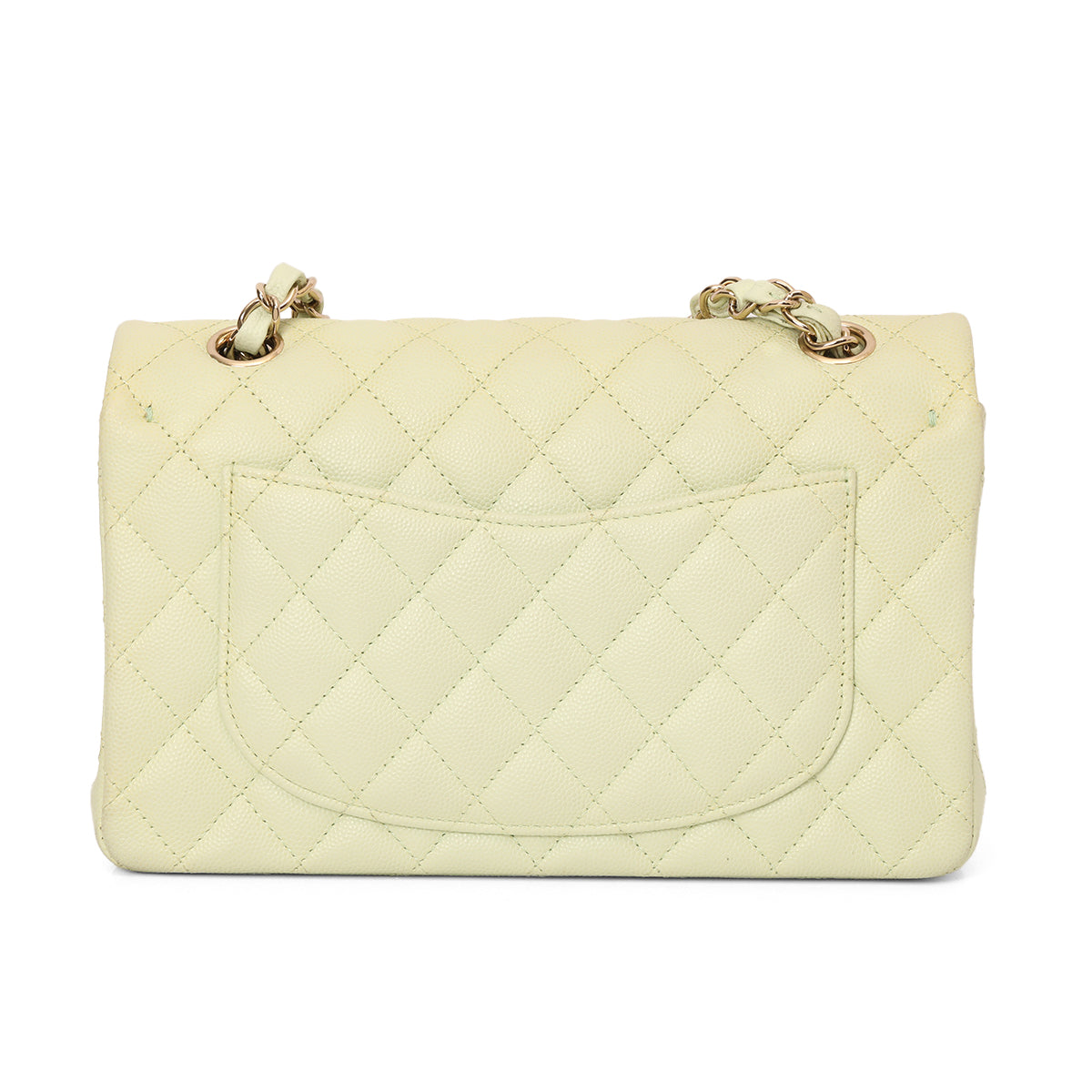 Pastel Mint Green Caviar Leather Small Double-Flap Bag