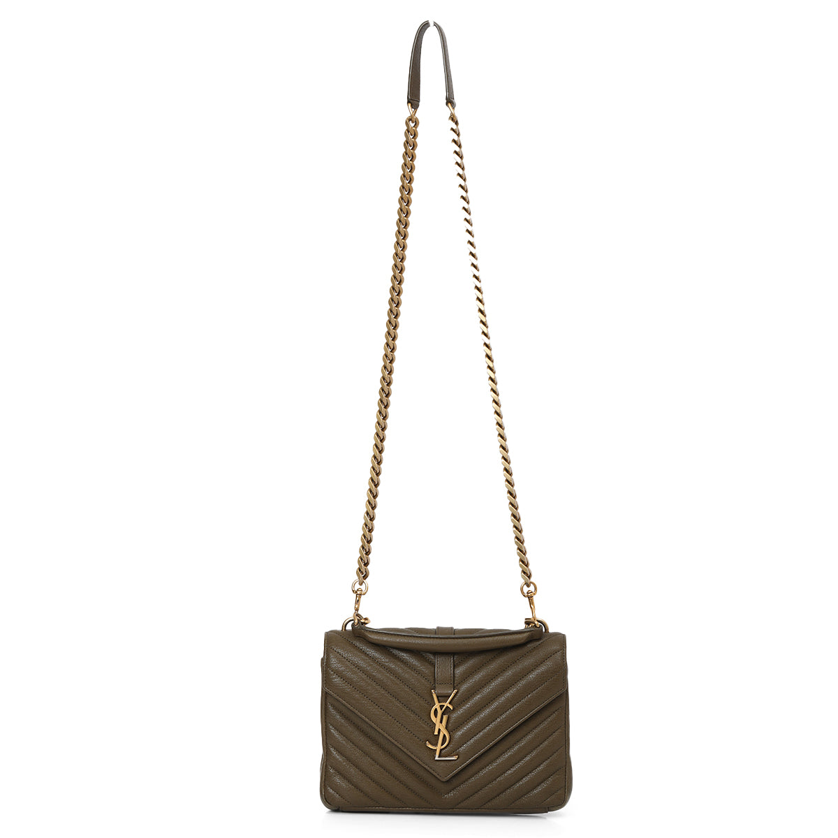 Grey Quilted Leather Monogram Medium College Bag