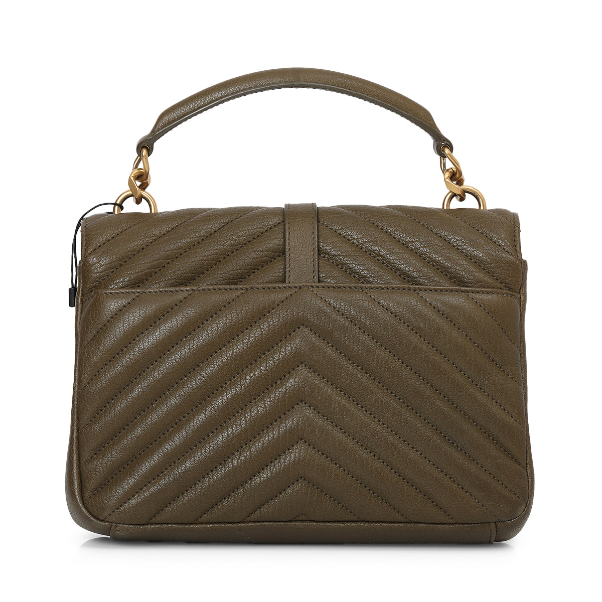 Grey Quilted Leather Monogram Medium College Bag