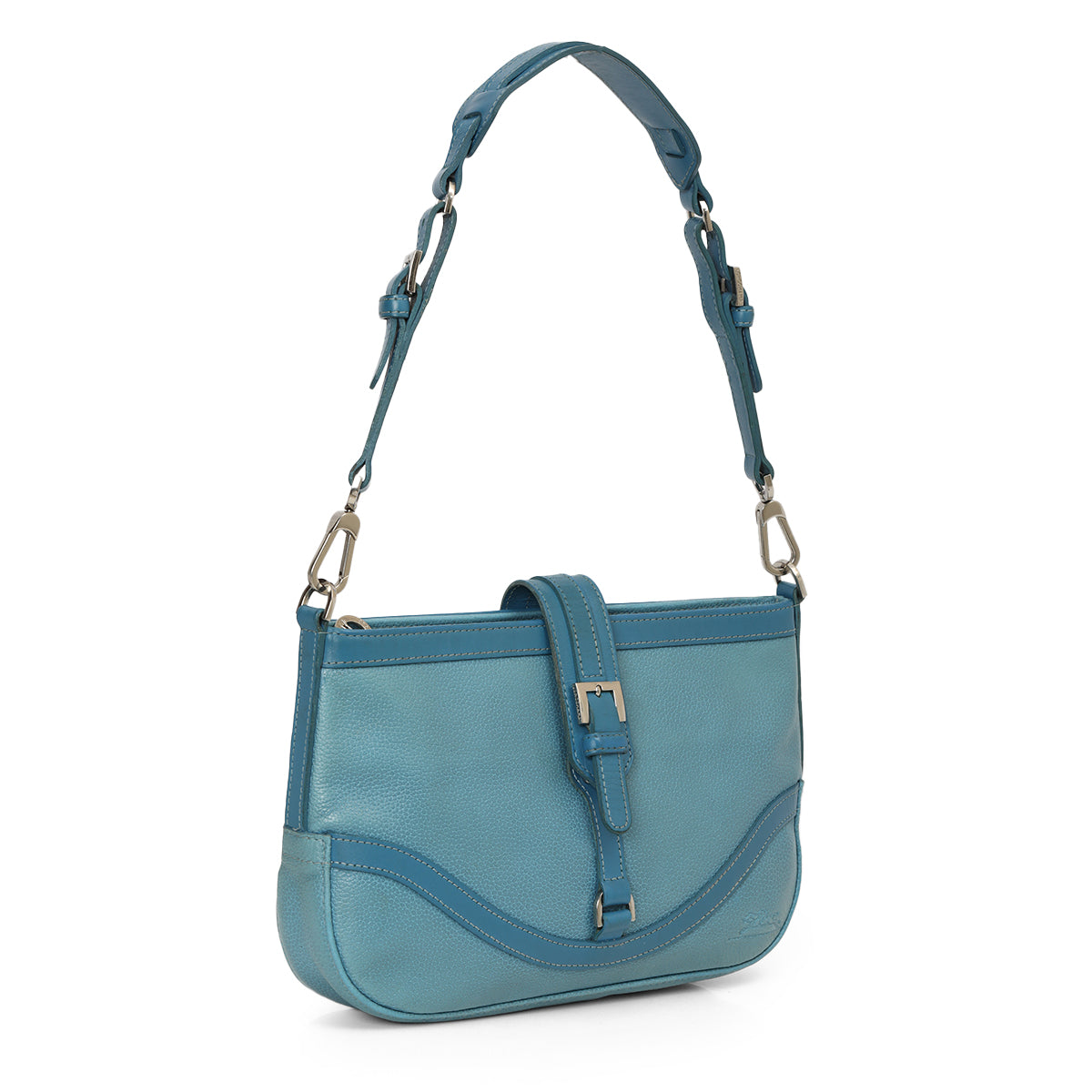 Blue Leather Shoulder Bag One Size