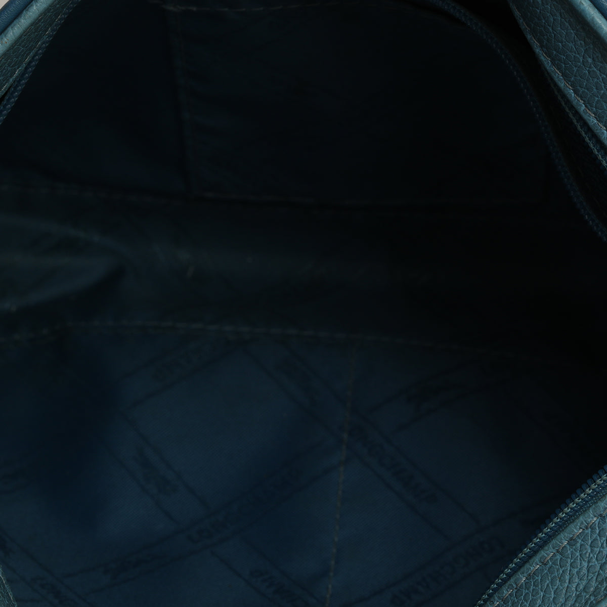 Blue Leather Shoulder Bag One Size