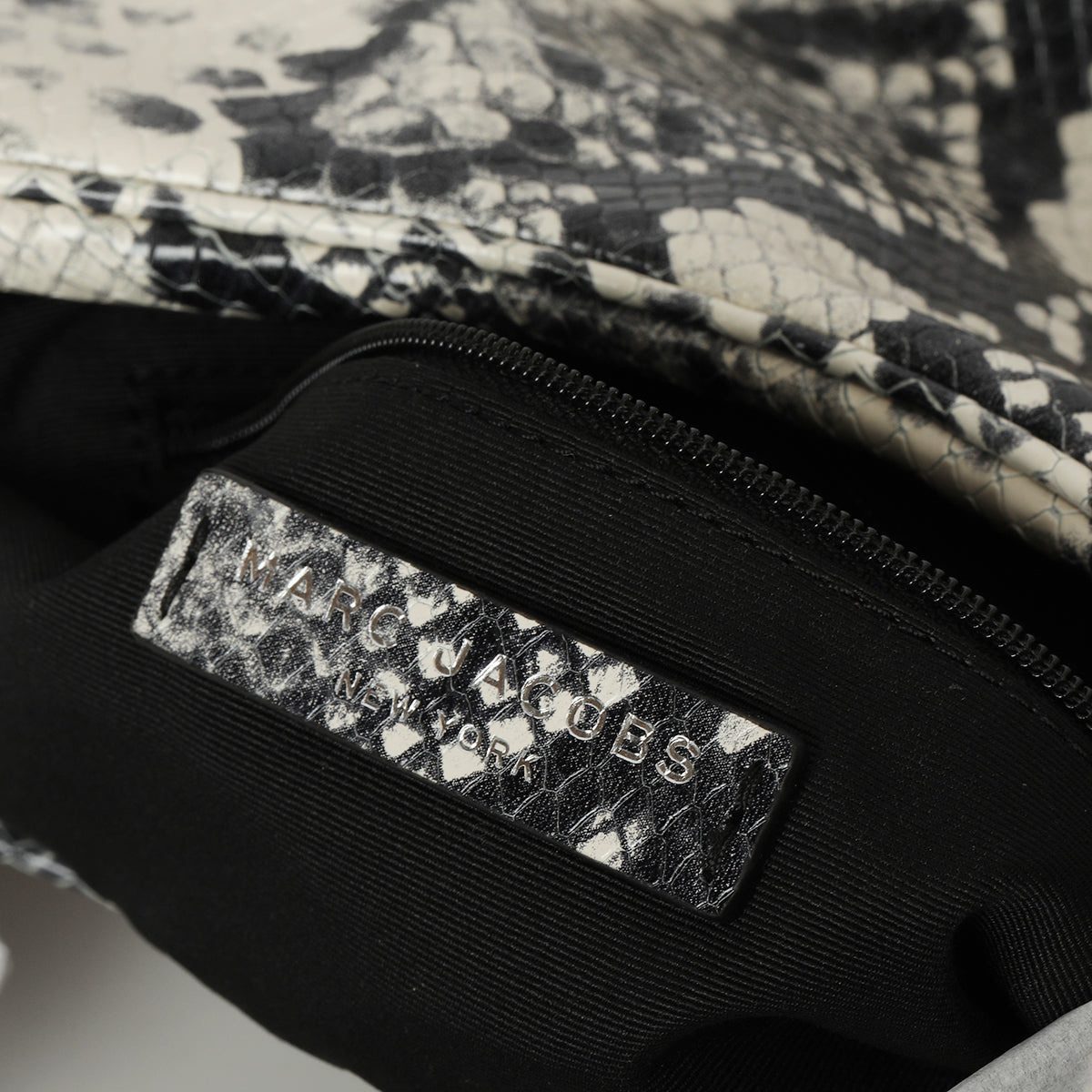 Snake Embossed Leather Baguette Shoulder Bag In White And Black One Size