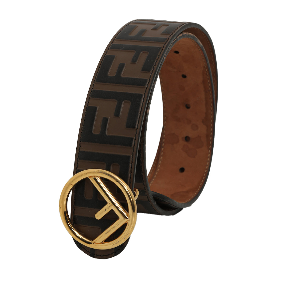 F is Fendi Belt Monogram Embossed Belt Size: 28
