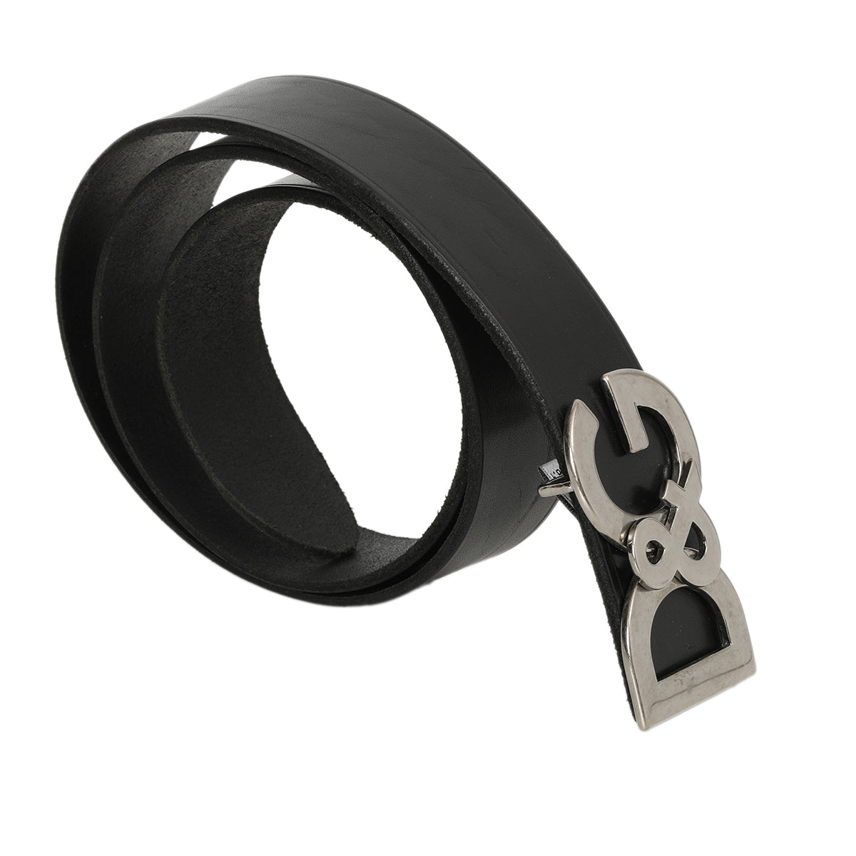 Dolce & Gabbana D&G Initials Black Leather Belt Size: 90 cm