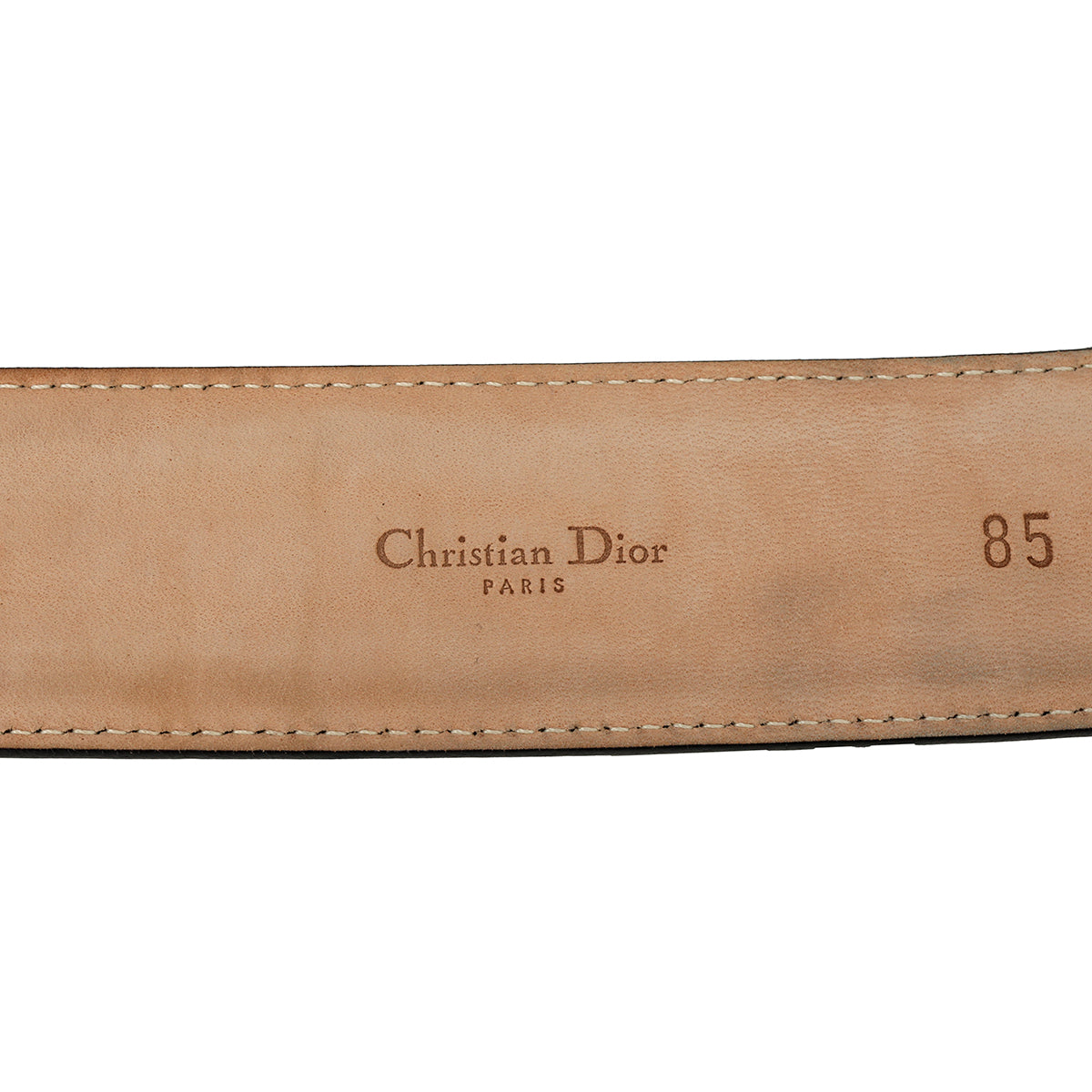 CD Initials 40mm Black Leather Belt Size: 85