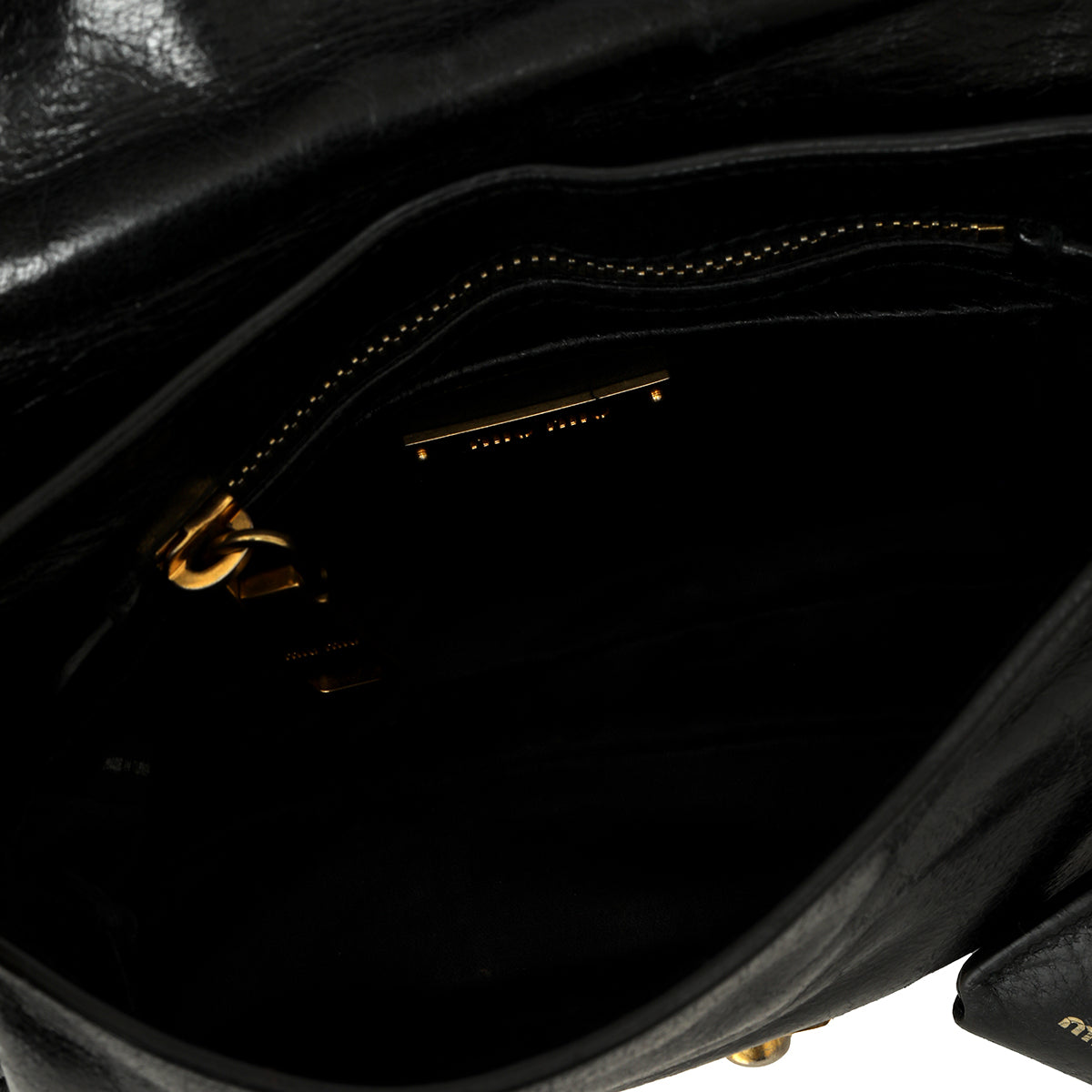Black Vitello Shine Leather Pushlock Flap Crossbody Bag