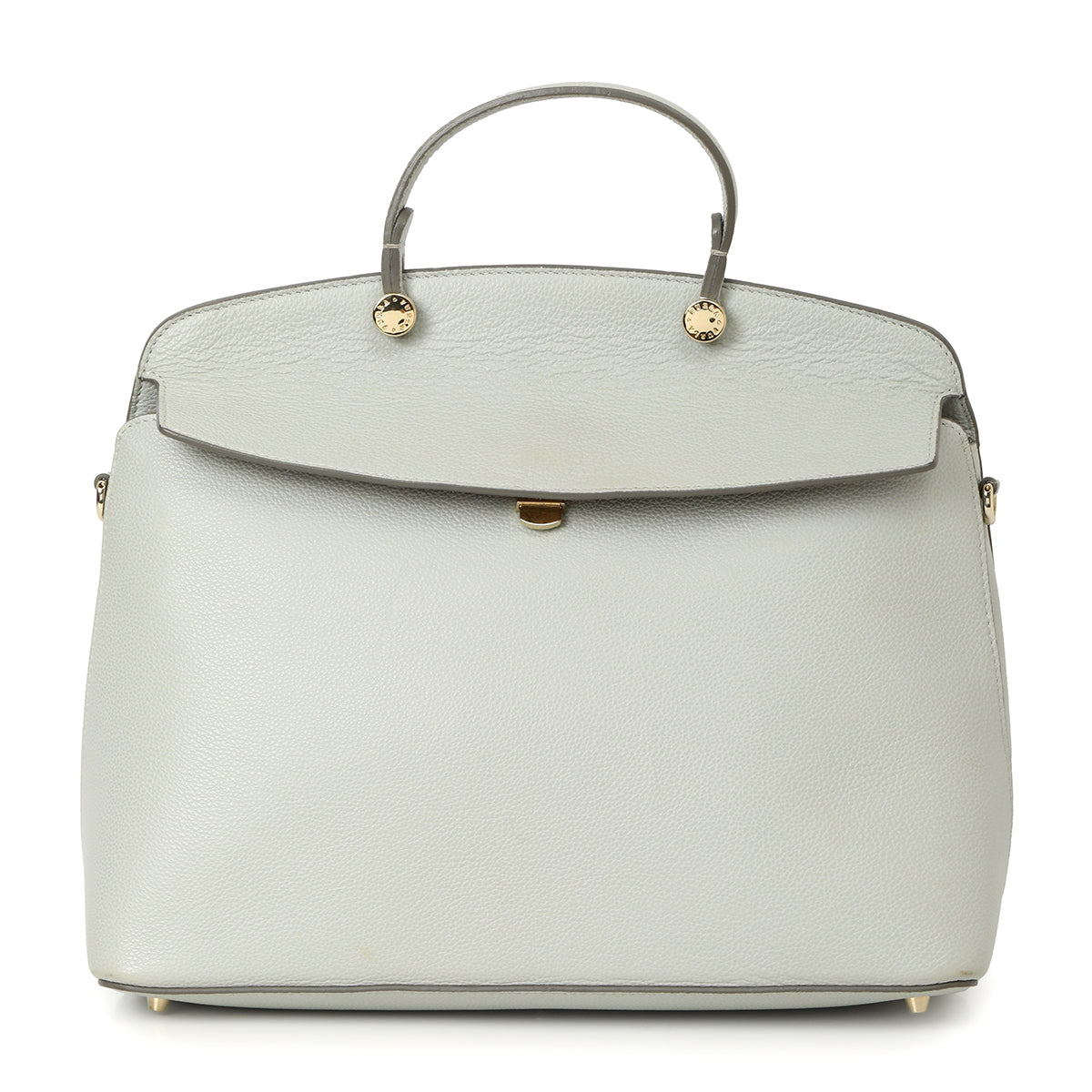White Leather Small My Piper Top Handle Bag
