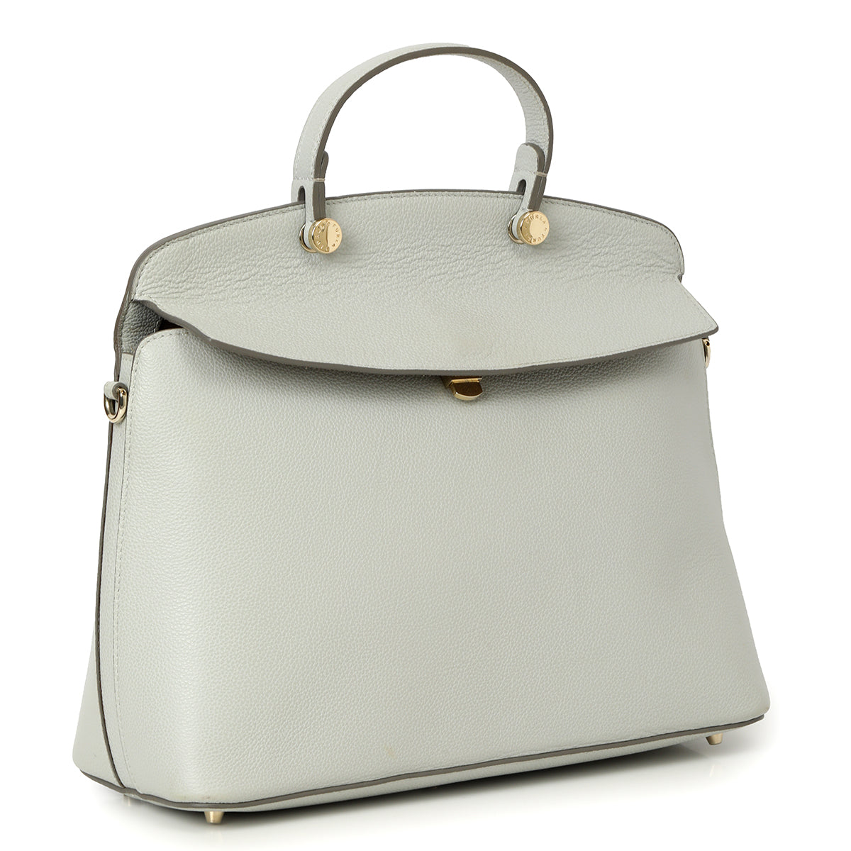 White Leather Small My Piper Top Handle Bag