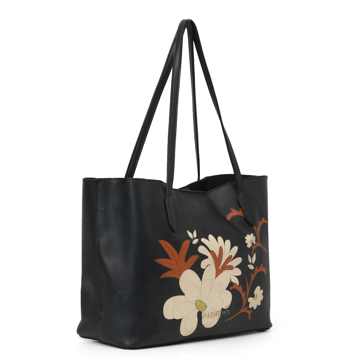 Leather Floral Tote One Size