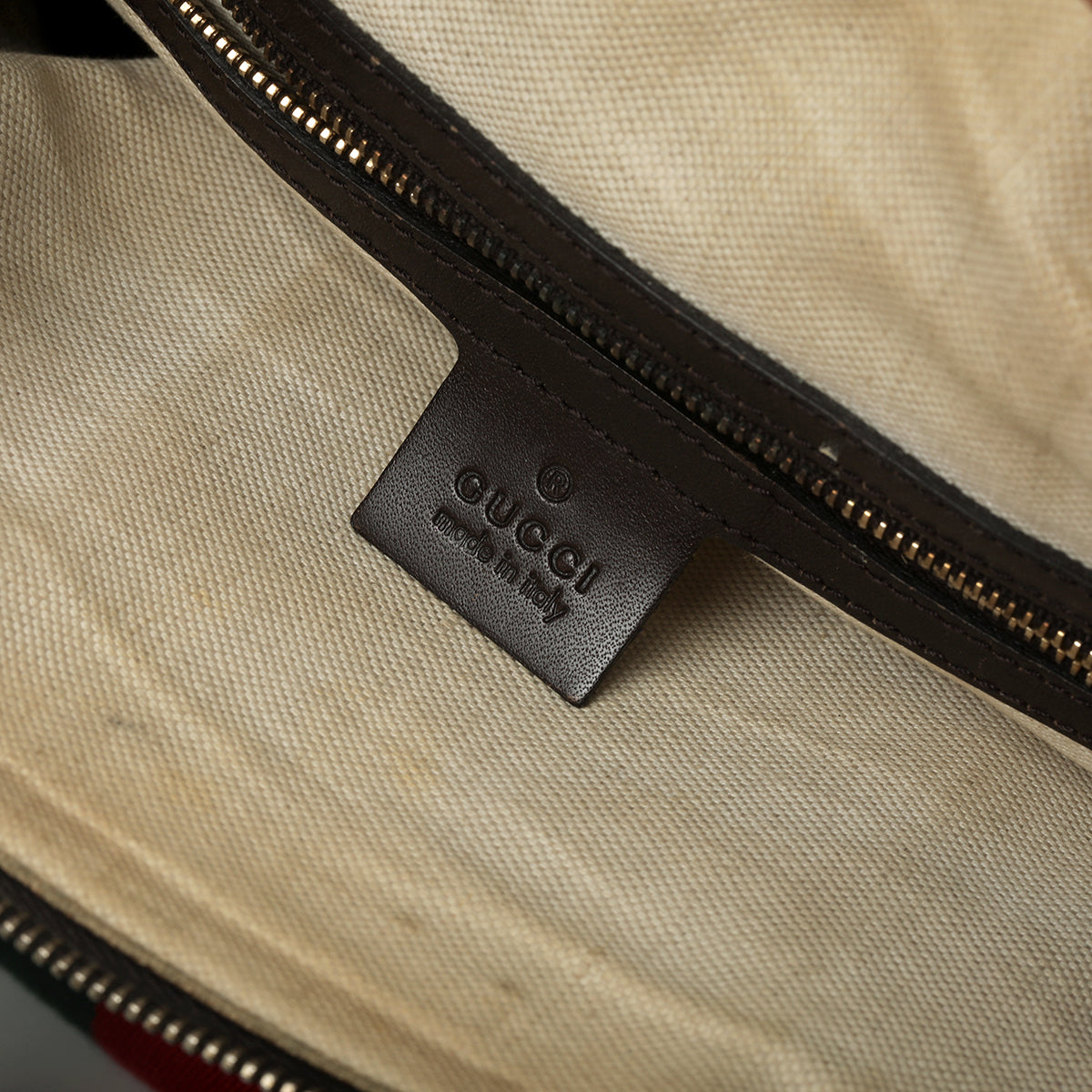 Beige/Brown Vintage Web Boston Bag Medium