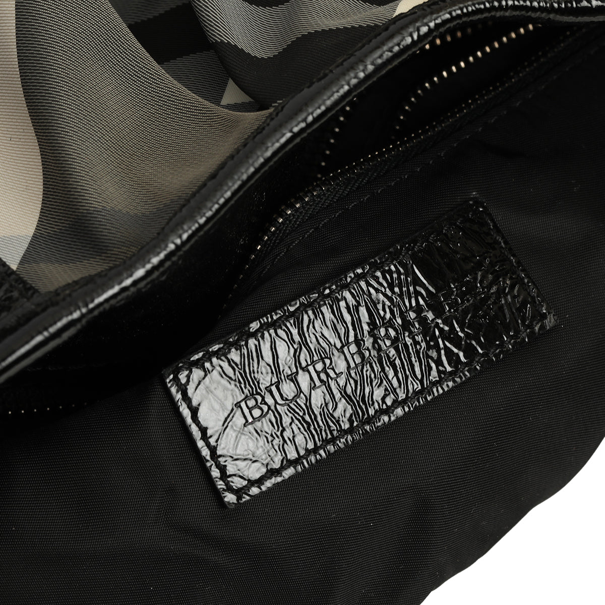 Black Beat Check Nylon Lowry Tote Medium