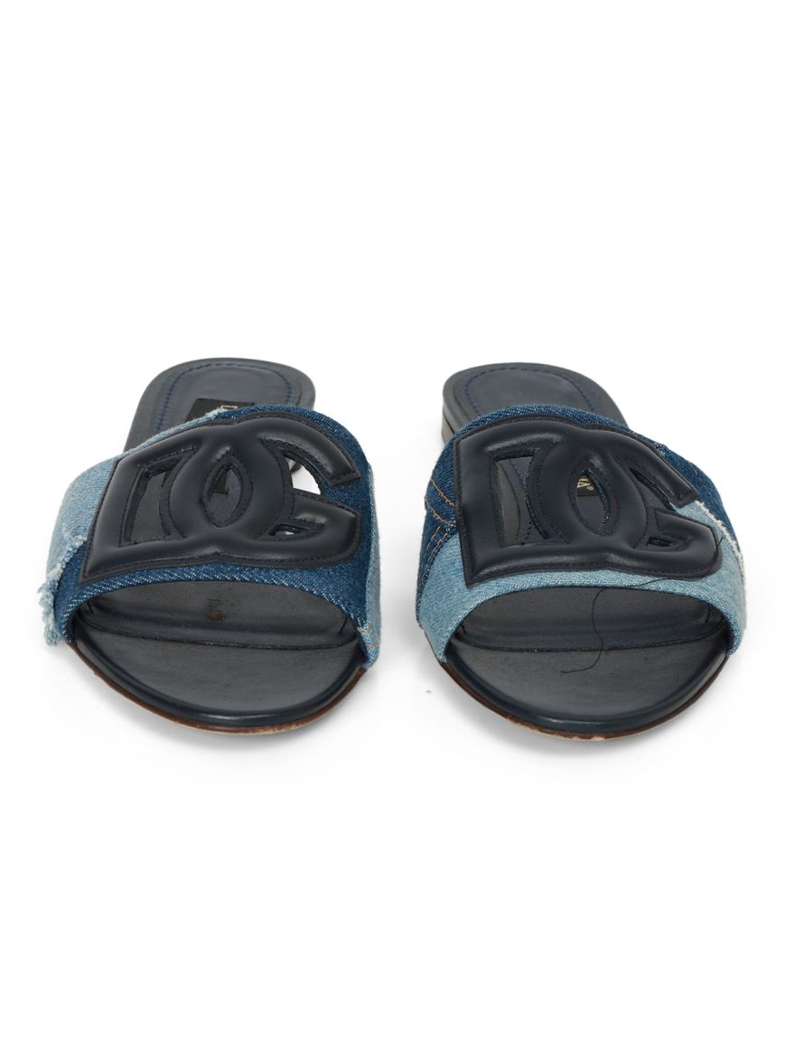 Patchwork Denim Flats - 38.5