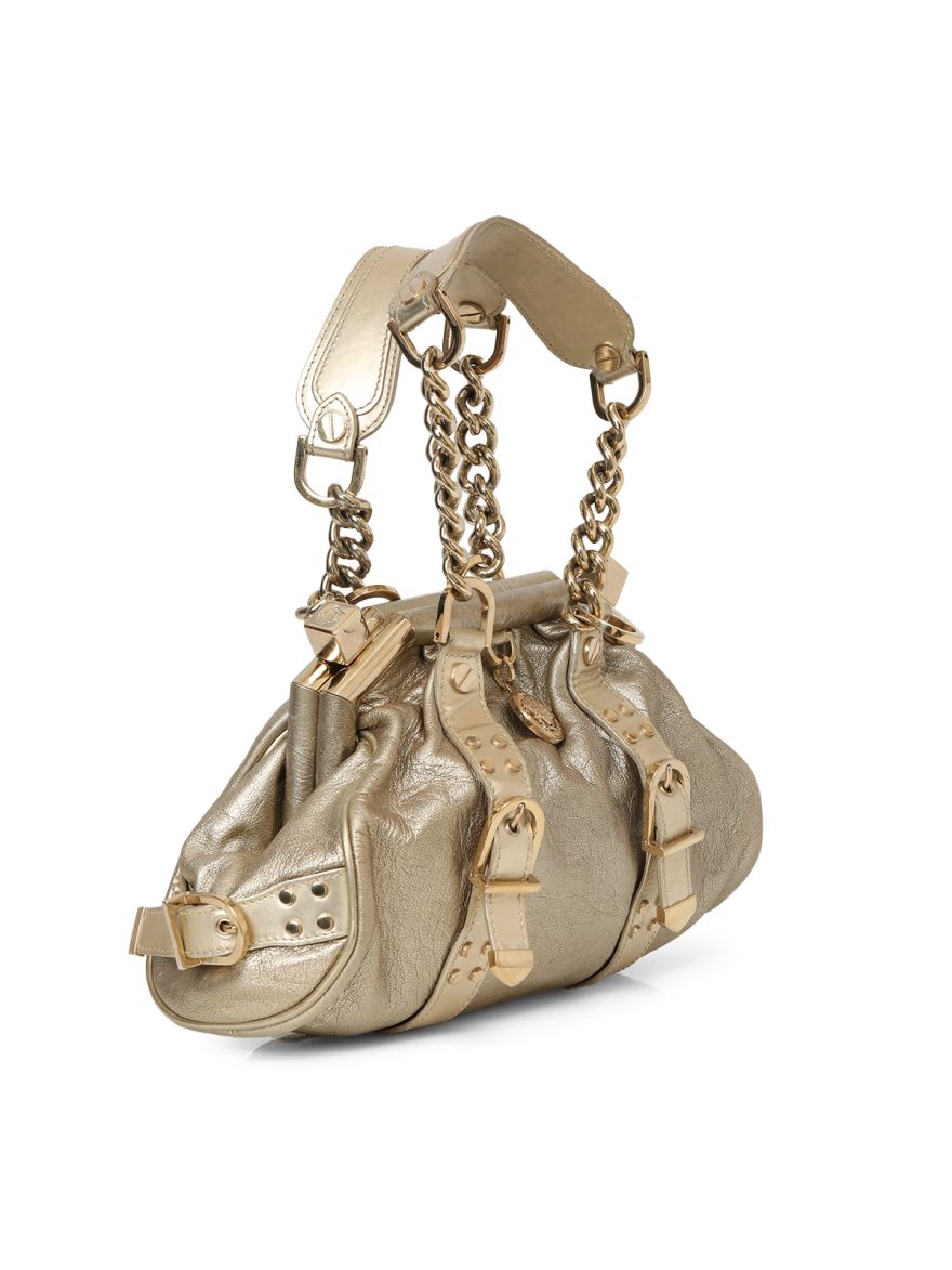 Gold Leather Madonna Satchel Small