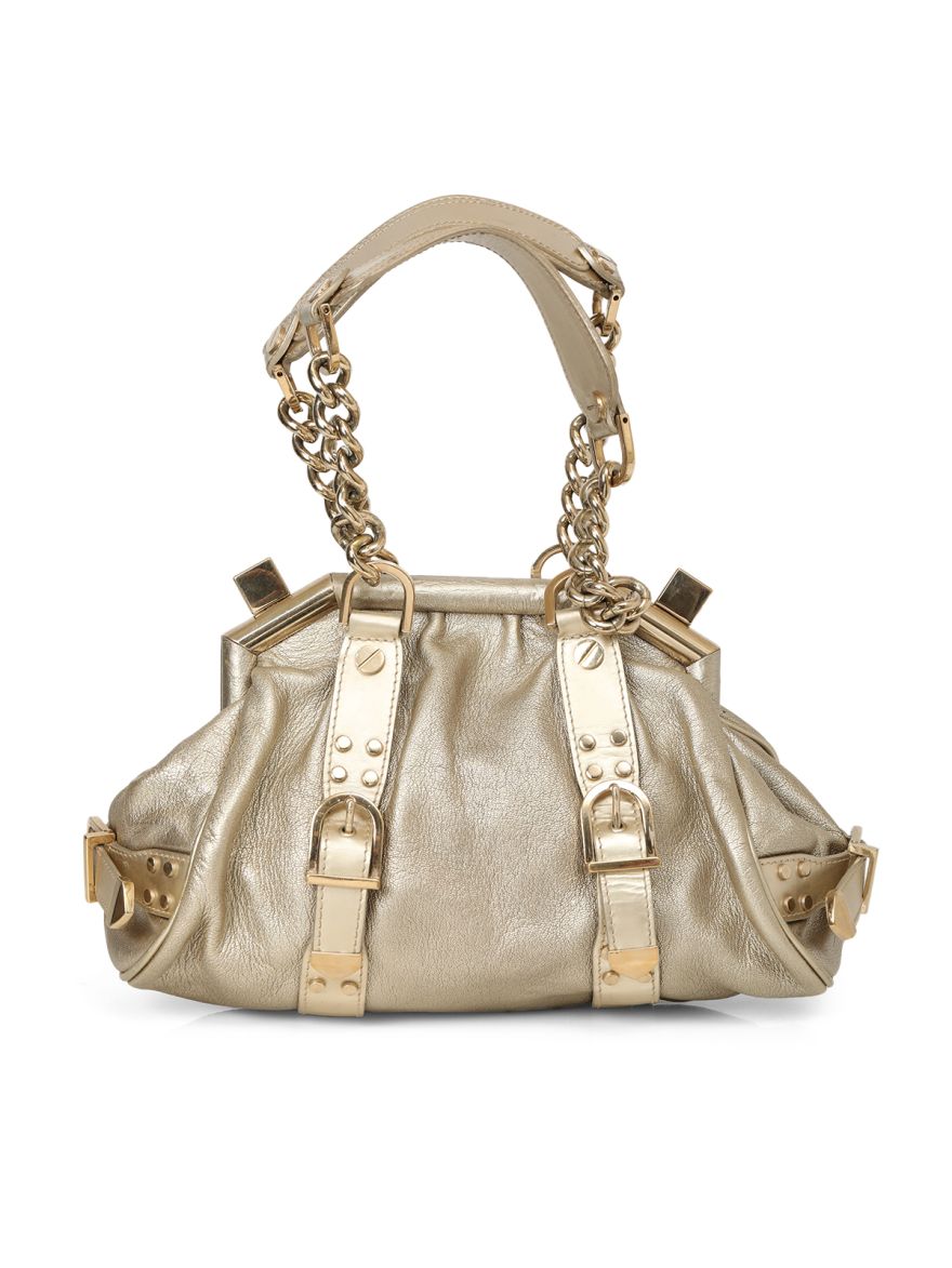 Gold Leather Madonna Satchel Small