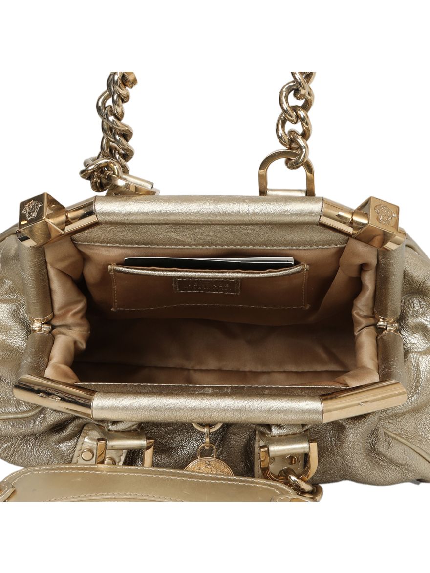 Gold Leather Madonna Satchel Small