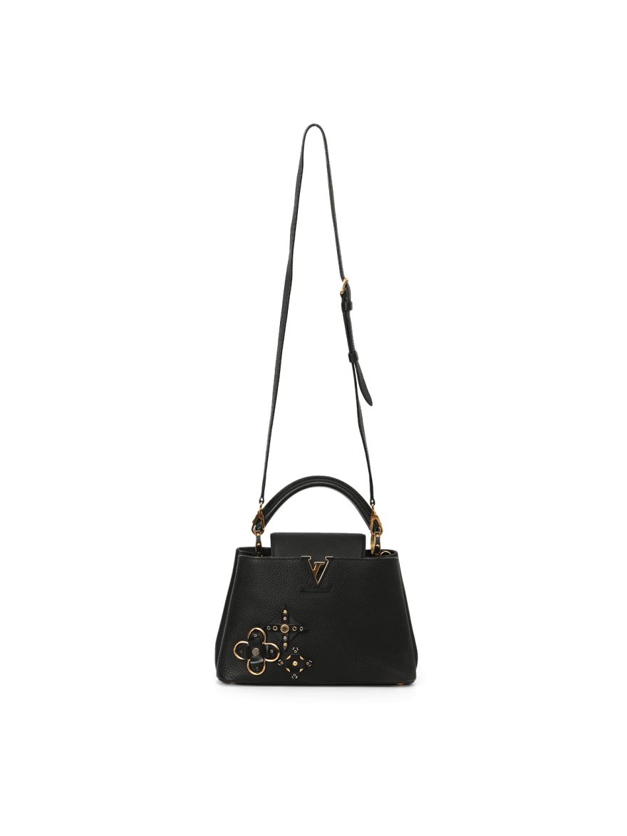 Black Taurillion Leather Mechanical Flower Capucines BB Bag