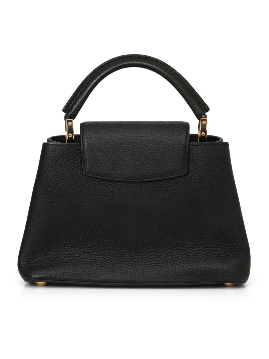 Black Taurillion Leather Mechanical Flower Capucines BB Bag