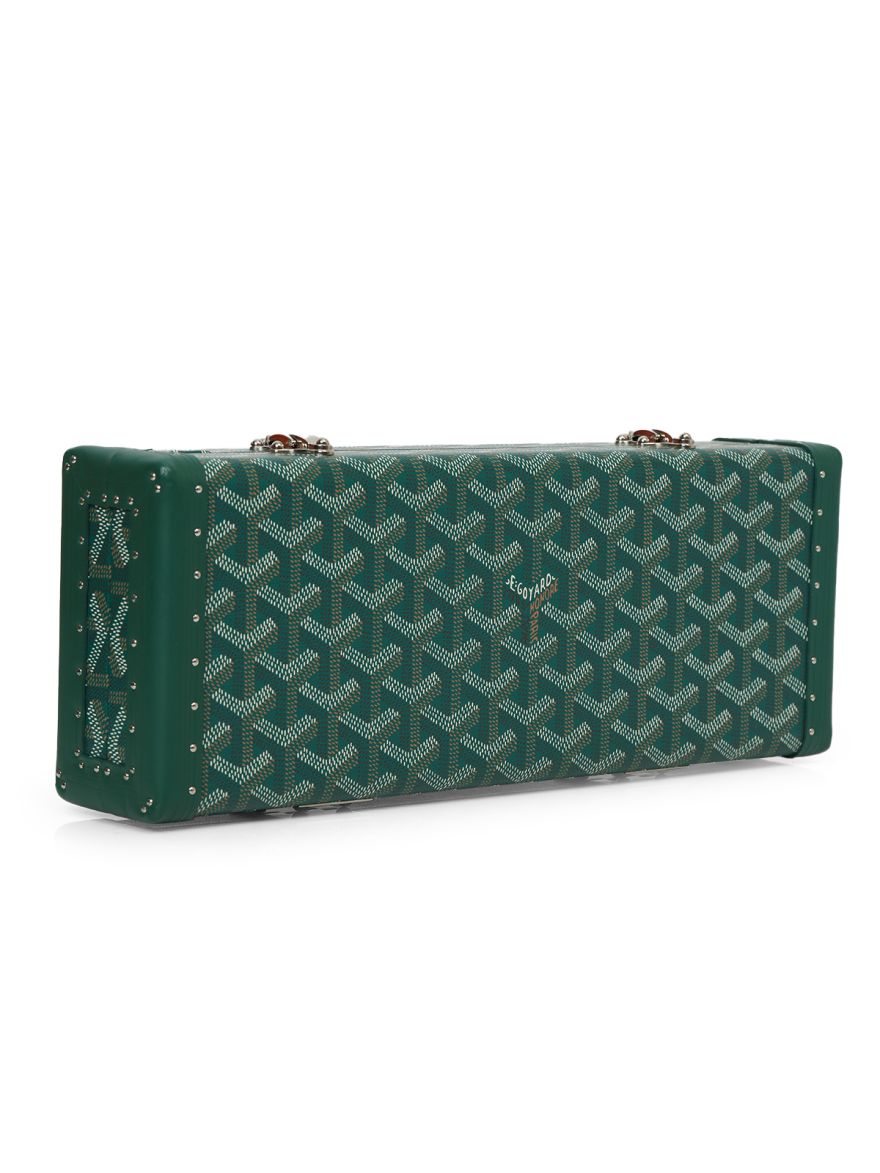 Green Chevron Print Coated Canvas Saint Honore Clutch Bag One Size