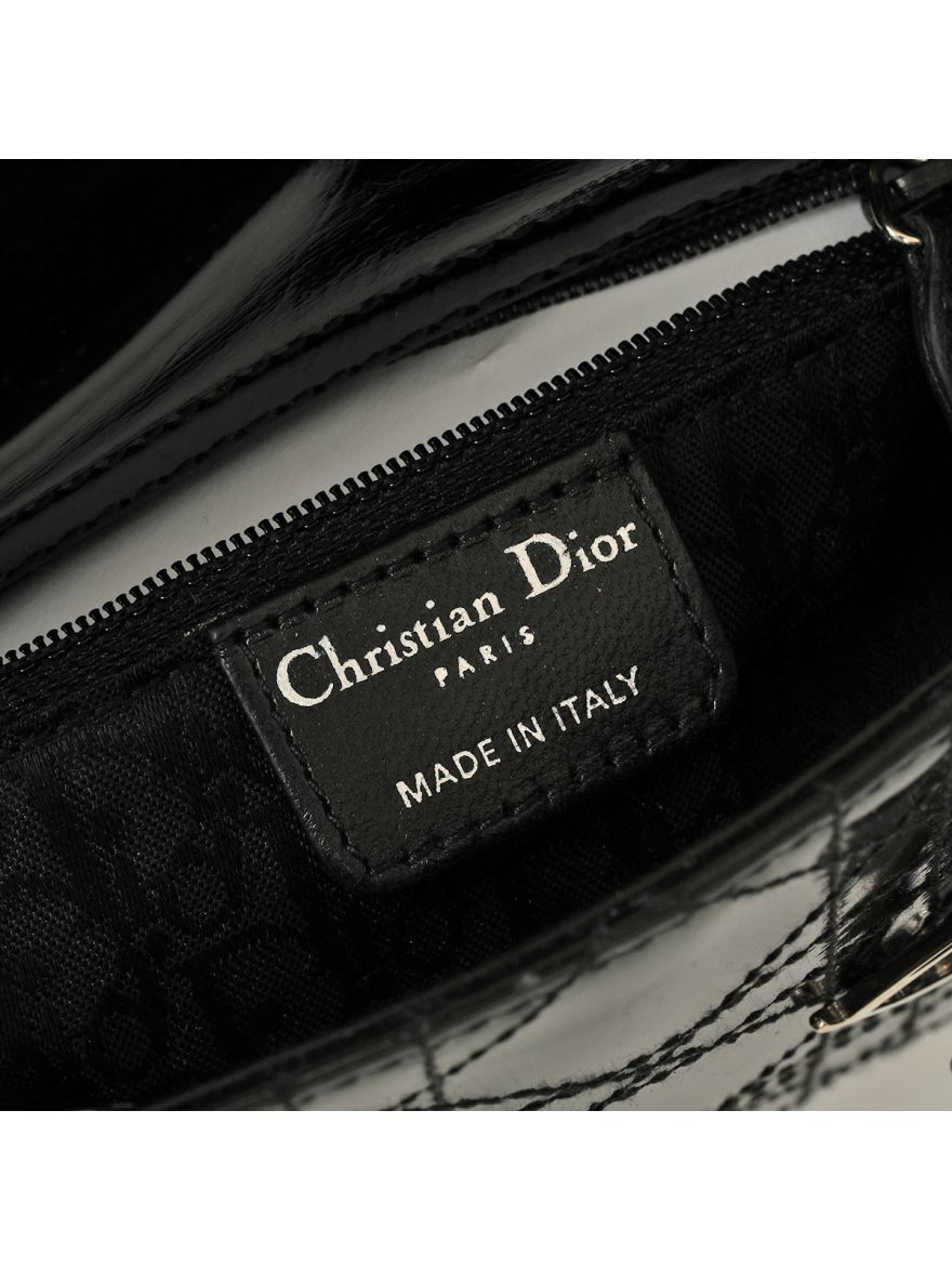 Dior Lady Dior Patent Leather Size Mini in Black
