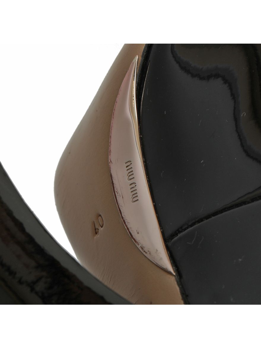 Black Patent Leather Mary Jane Flats - 40