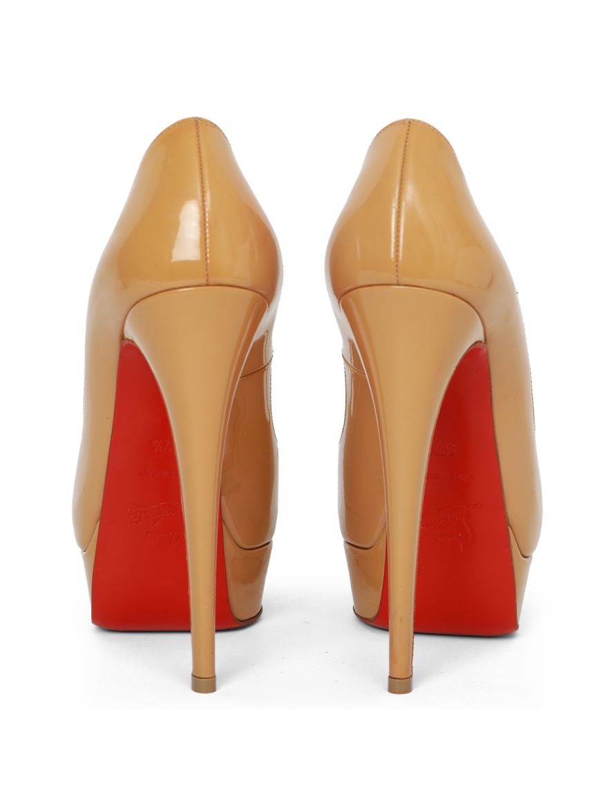 Beige Patent Leather Brown Pumps -37.5