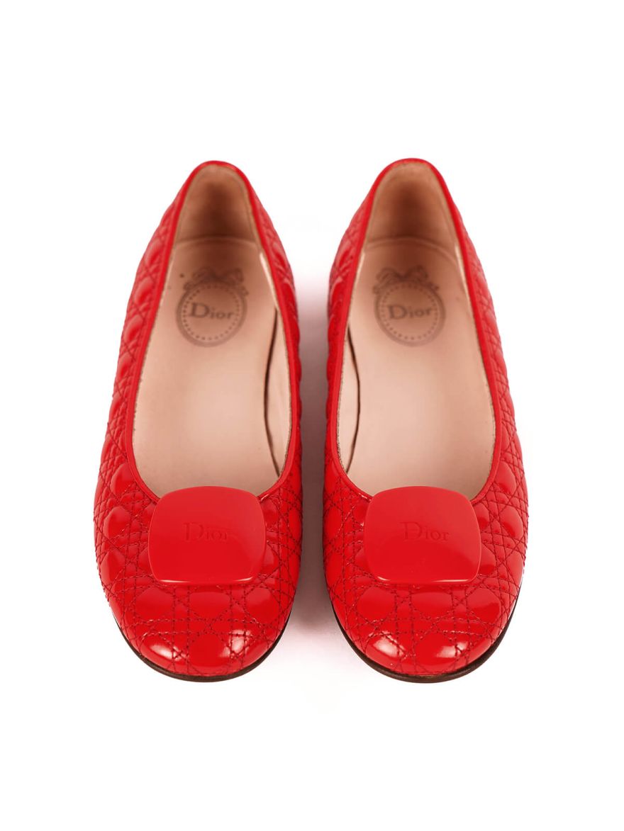 Dior Kid's Red Belle Flats Size 34