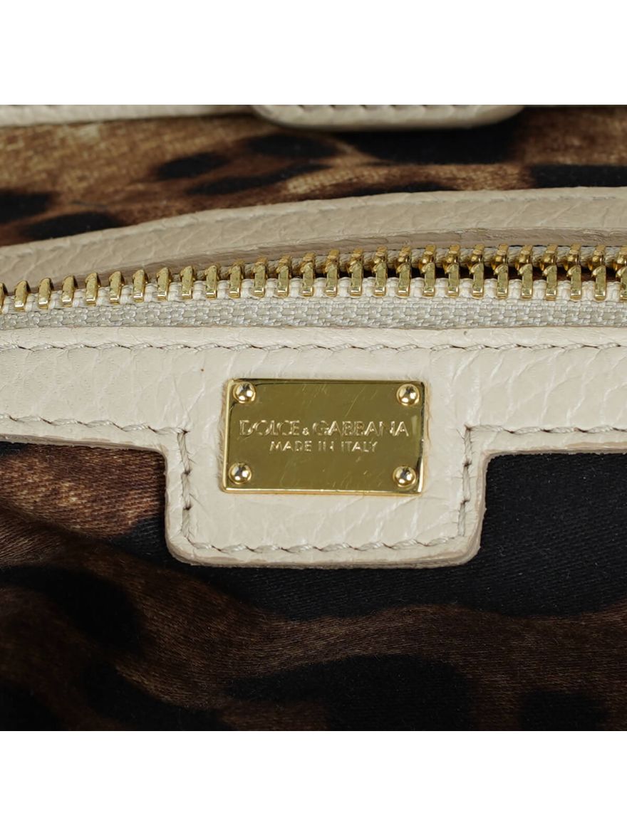 D&G Sicily Shopping Bag Beige Grained Leather