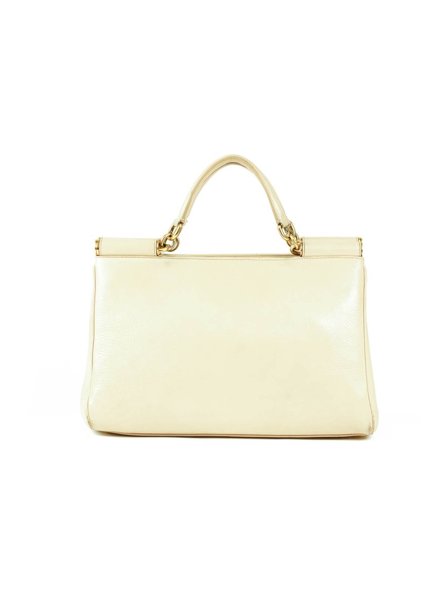D&G Sicily Shopping Bag Beige Grained Leather
