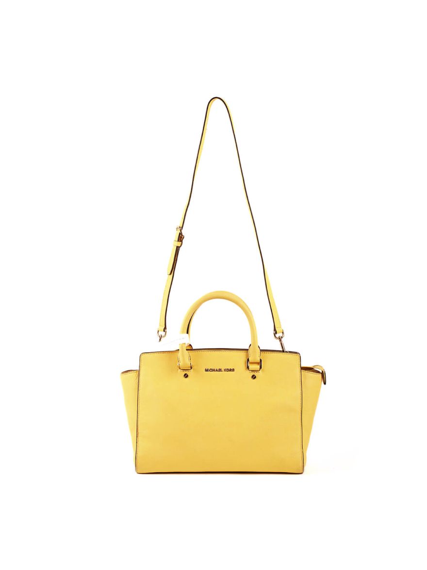 Leather Ciara Yellow Satchel Messenger Bag