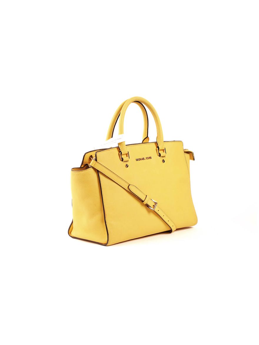 Leather Ciara Yellow Satchel Messenger Bag