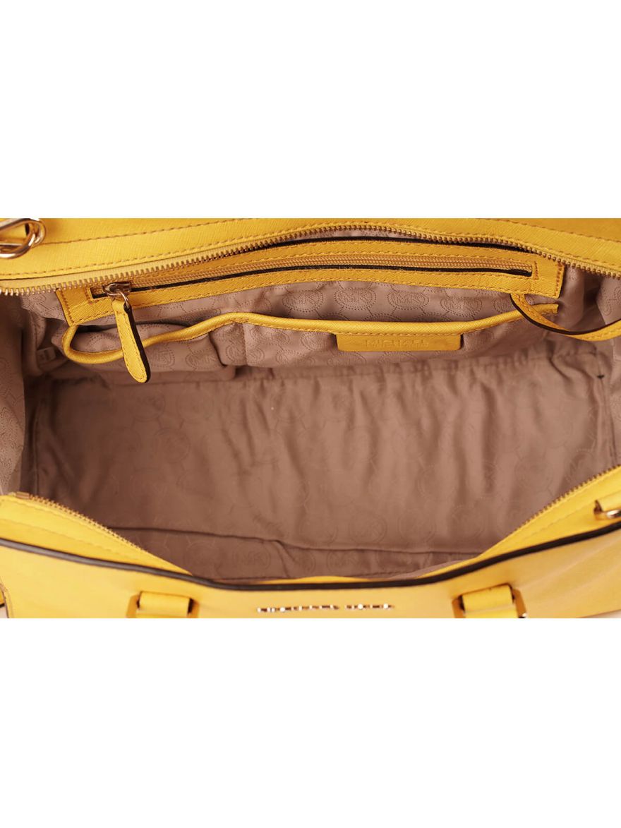 Leather Ciara Yellow Satchel Messenger Bag