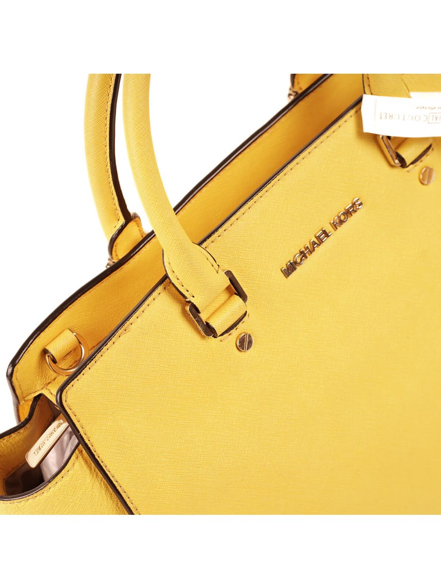 Leather Ciara Yellow Satchel Messenger Bag