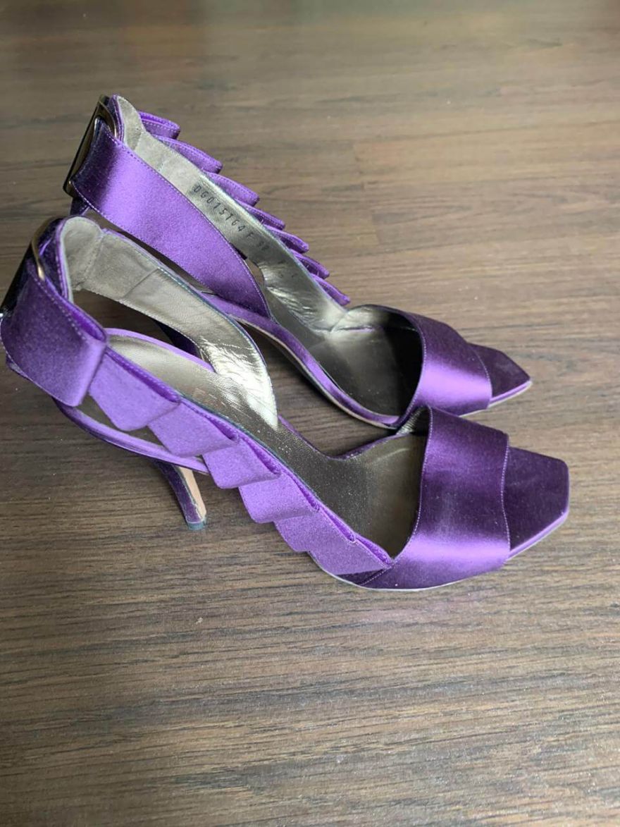 Giancini Purple Satin Peep Toes Size - 39