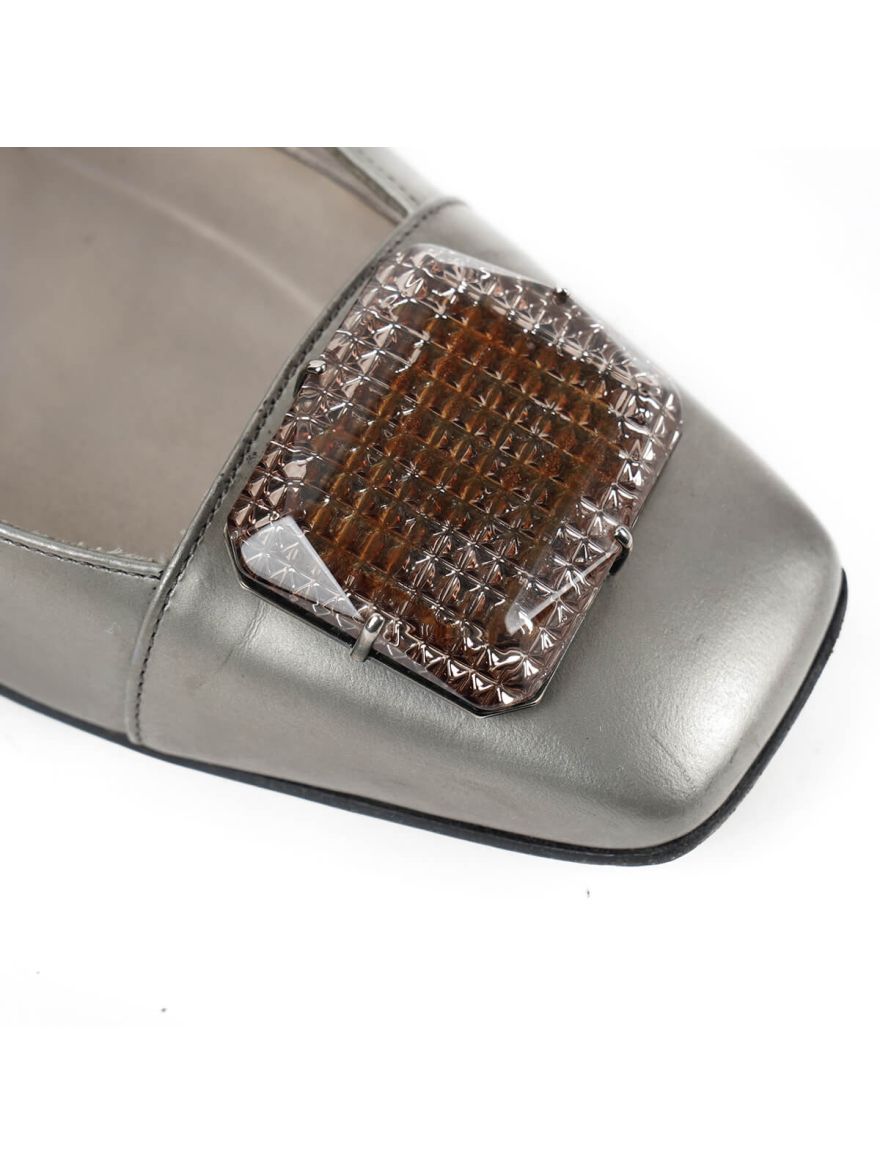 Silver Metallic Block Heel Pumps Size - 10B