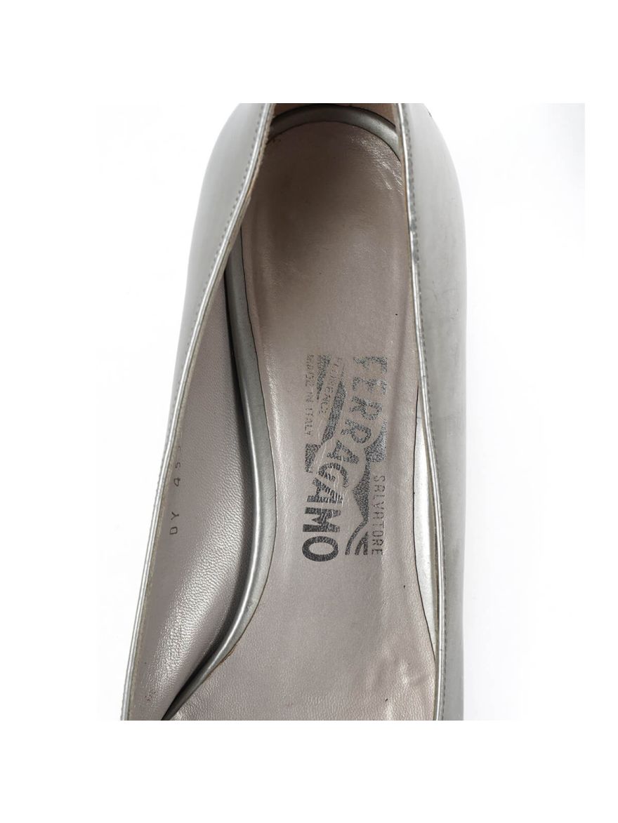 Silver Metallic Block Heel Pumps Size - 10B