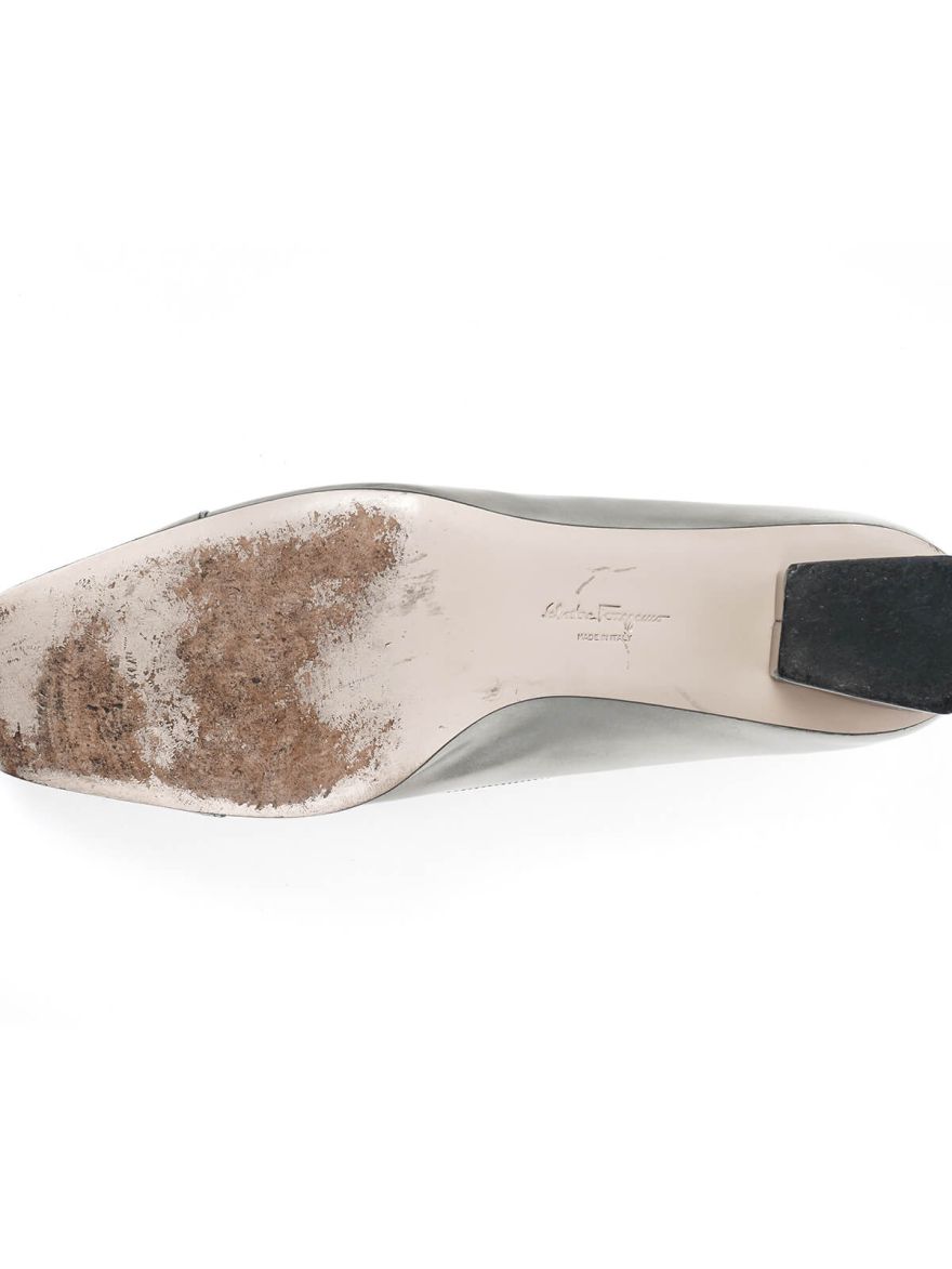 Silver Metallic Block Heel Pumps Size - 10B