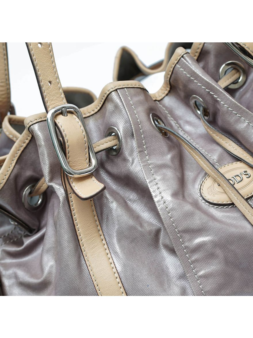 Tod's Coated Canvas/Leather Trim Bucket Bag