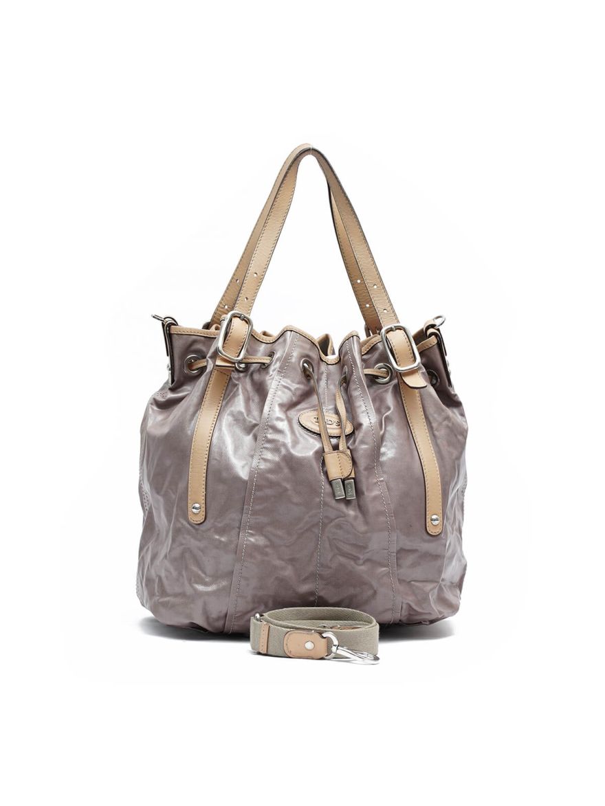 Tod's Coated Canvas/Leather Trim Bucket Bag