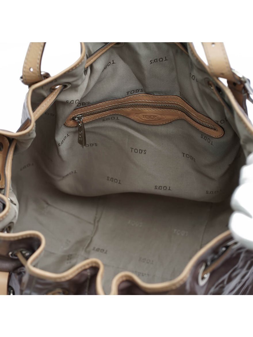 Tod's Coated Canvas/Leather Trim Bucket Bag