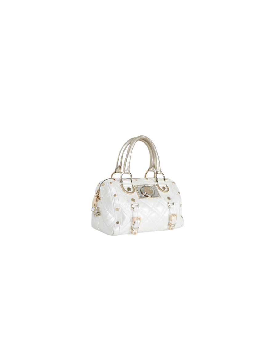 Medusa Ivory Leather Boston Bag