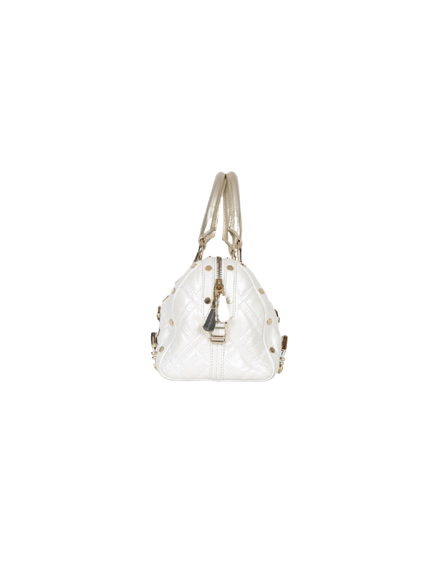 Medusa Ivory Leather Boston Bag