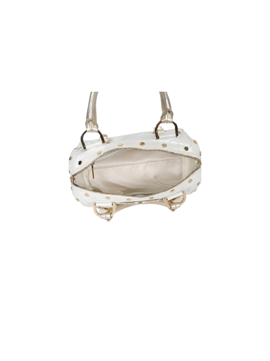Medusa Ivory Leather Boston Bag